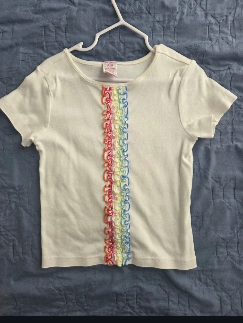 Gymboree White Short-Sleeve Tee with Rainbow Ruffle Stripe